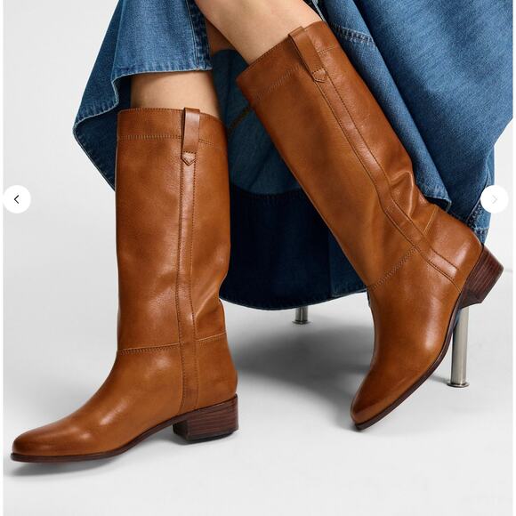 Veronica Beard Shoes - Veronica Beard Dwyer Knee High Riding Boot Size 8 Leather Wide Calf Tall Brown